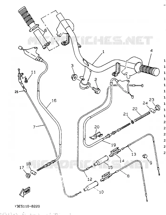 HANDLEBAR & CABLES Yamaha SCOOTER 50 1991 BOOSTER  CW50