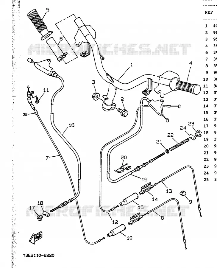 HANDLEBAR & CABLES Yamaha SCOOTER 50 1991 BOOSTER  CW50