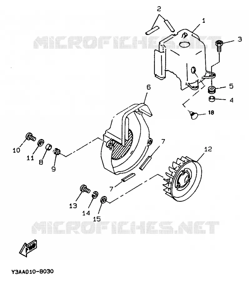 AIR SHROUD & FAN Yamaha SCOOTER 50 1992 BOOSTER  CW50
