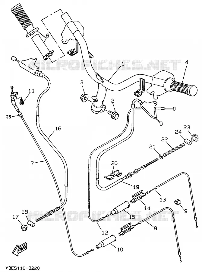 HANDLEBAR & CABLES Yamaha SCOOTER 50 1992 BOOSTER  CW50