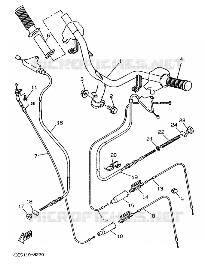 HANDLEBAR & CABLES Yamaha SCOOTER 50 1994 BOOSTER  CW50