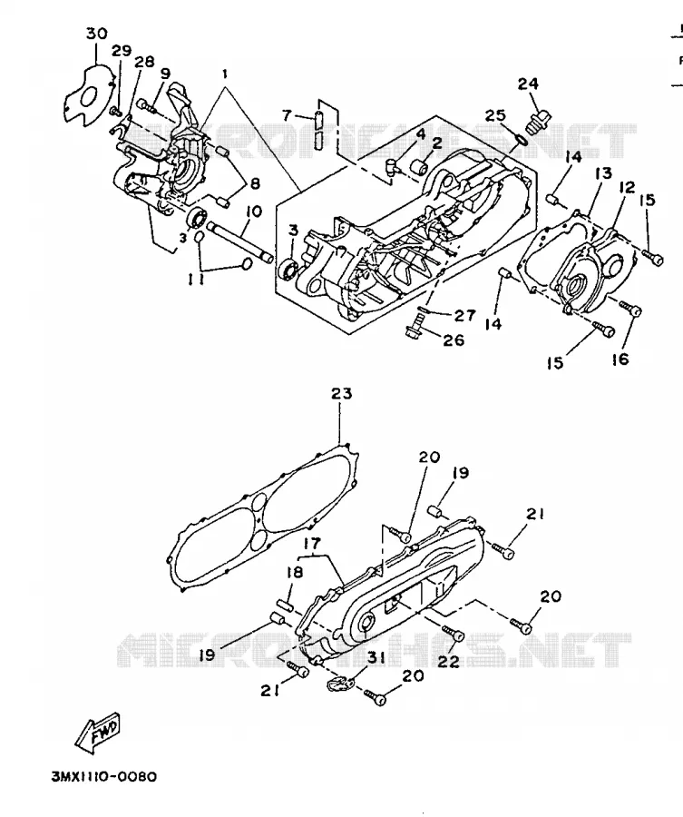 CRANKCASE Yamaha SCOOTER 50 1994 BOOSTER  CW50