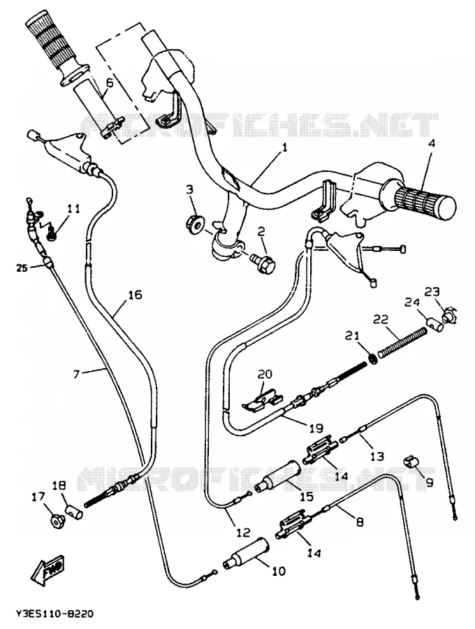 HANDLEBAR & CABLES Yamaha SCOOTER 50 1995 BOOSTER  CW50