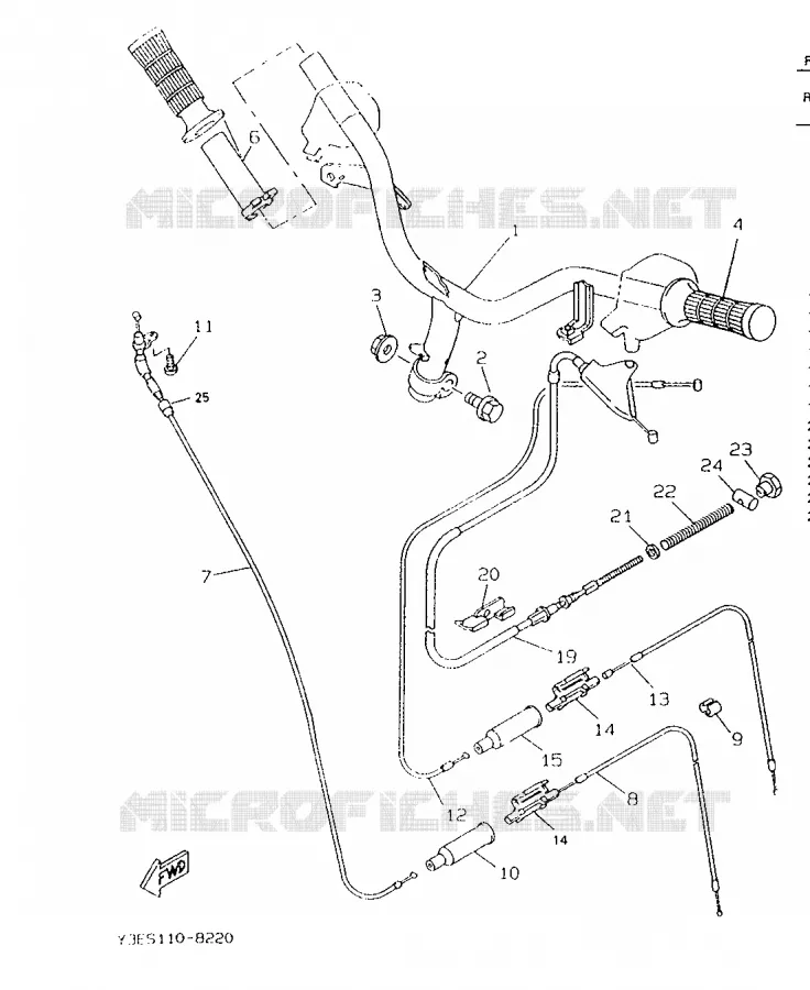 HANDLEBAR & CABLES Yamaha SCOOTER 50 1996 BOOSTER  CW50
