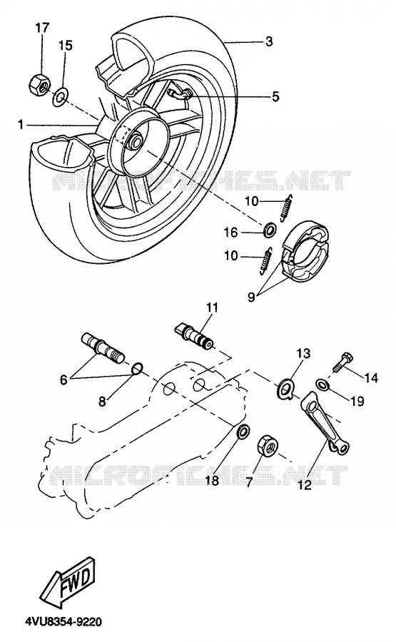 REAR WHEEL Yamaha SCOOTER 50 2000 BW'S  CW50