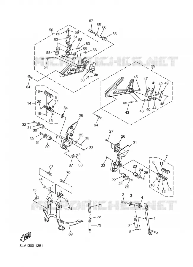 STAND / FOOTREST Yamaha MOTO 1000 2003 FAZER  FZS1000S