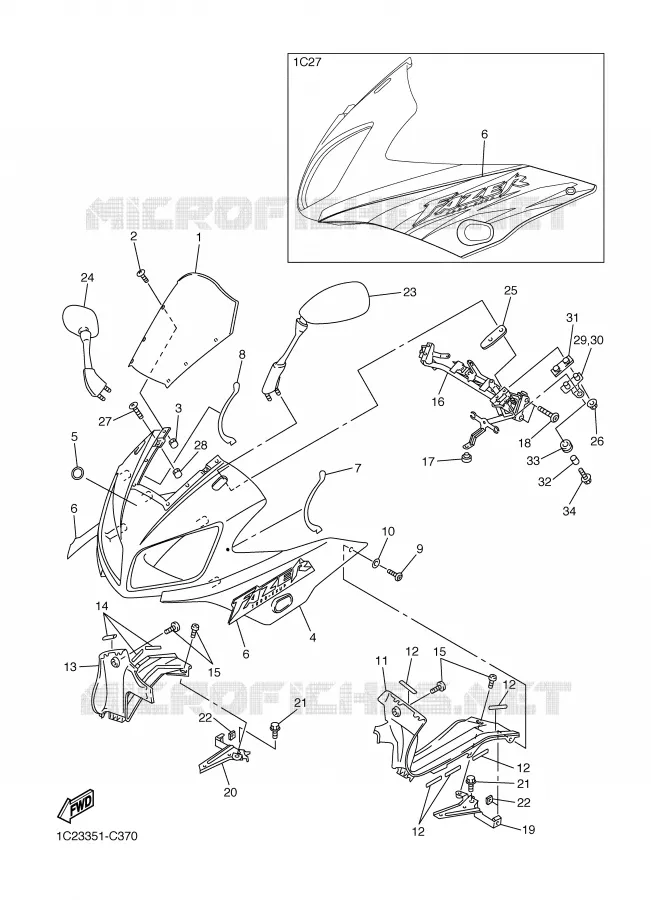 COVER 1 Yamaha MOTO 1000 2004 FAZER  FZS1000S FAZER