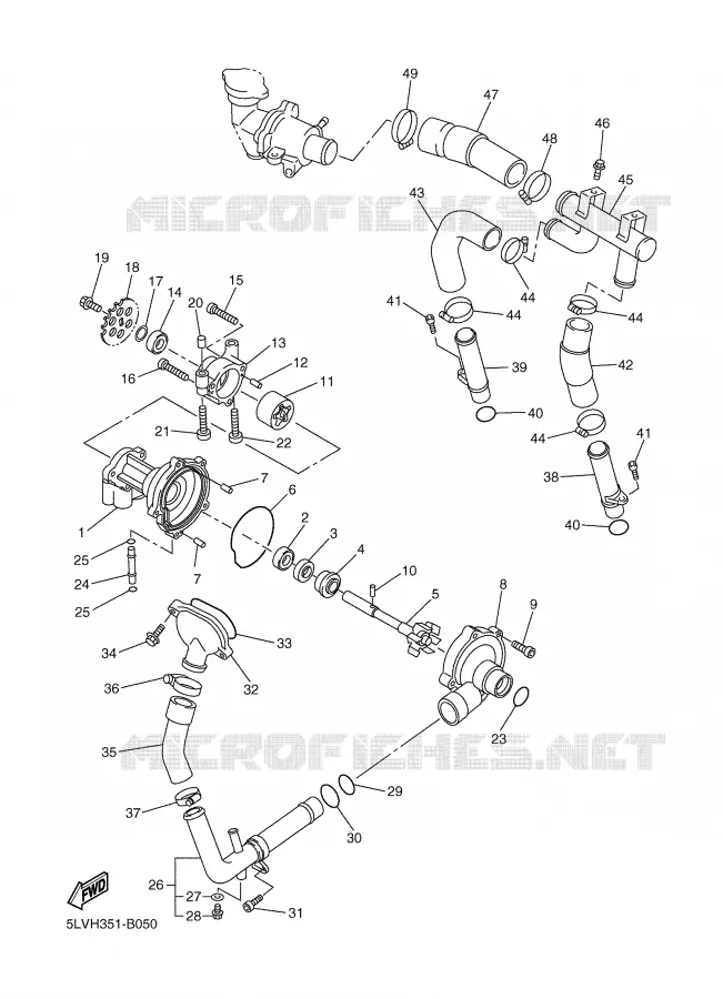 WATERPUMP / HOSES Yamaha MOTO 1000 2005 FAZER  FZS1000S FAZER _