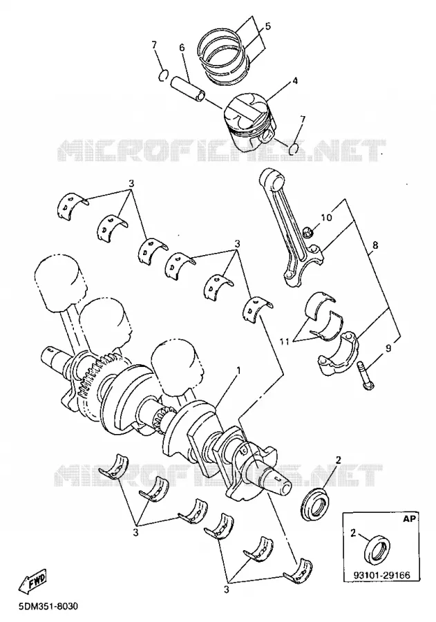 CRANKSHAFT / PISTON Yamaha MOTO 600 1998 FAZER  FZS600