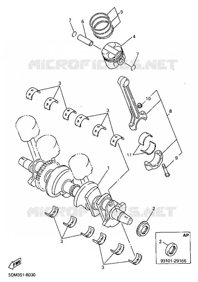 CRANKSHAFT / PISTON Yamaha MOTO 600 1998 FAZER  FZS600