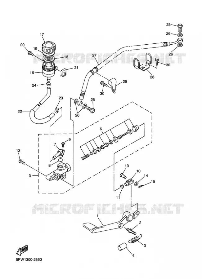 REAR BRAKE MASTER CYLINDER Yamaha MOTO 1000 2003 R1  YZF-R1 YZF-R1R R1