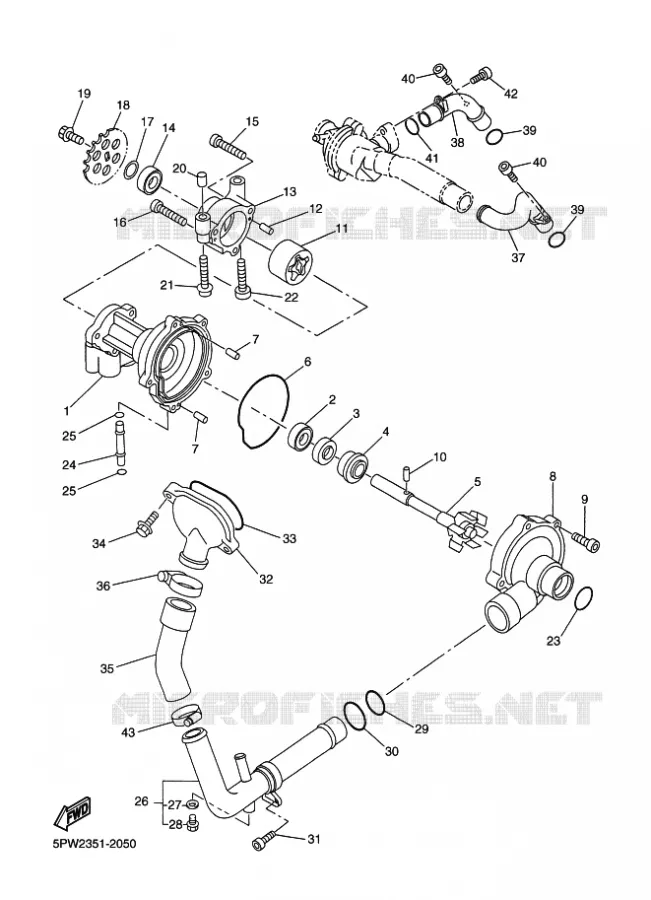 WATERPUMP / HOSES Yamaha MOTO 1000 2003 R1  YZF-R1 YZF-R1R R1