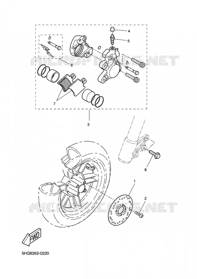 FRONT BRAKE CALIPER Yamaha SCOOTER 50 2003 ROCKET  CW50RSP POWER ROCKET