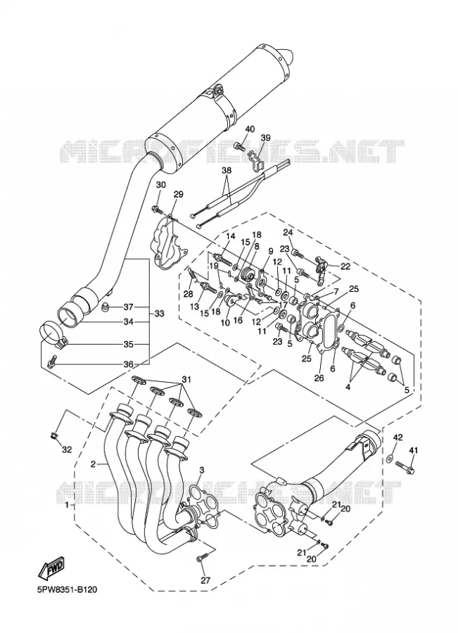 EXHAUST Yamaha MOTO 1000 2003 R1  YZF-R1