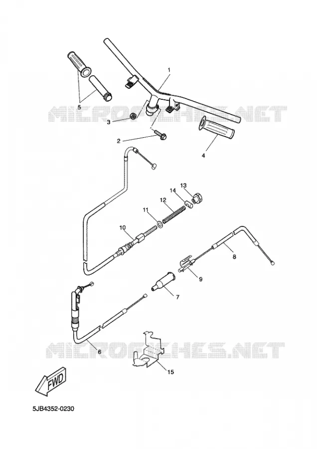 HANDLEBAR & CABLES Yamaha SCOOTER 50 2002 FLIPPER  YH50 FLIPPER
