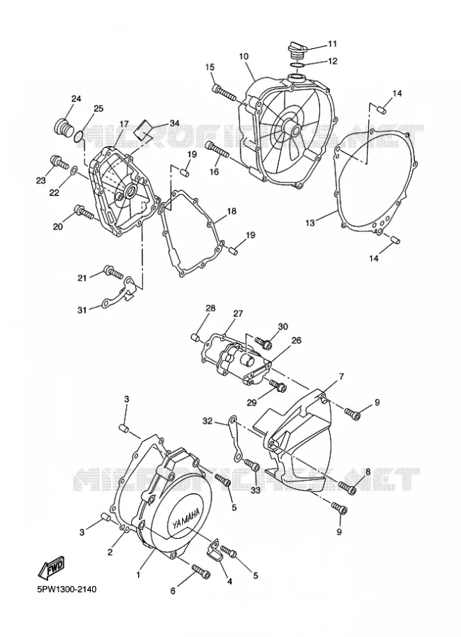 COVER - ENGINE 1 Yamaha MOTO 1000 2002 R1  YZF-R1 R1