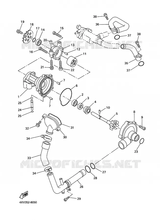 WATERPUMP / HOSES Yamaha MOTO 1000 2001 R1  YZF-R1 R1