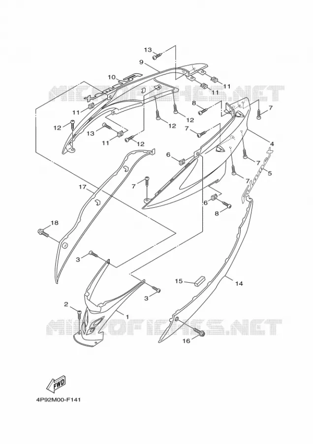 SIDE COVER Yamaha SCOOTER 125 2007 FLAME X  XC125 FLAME  X