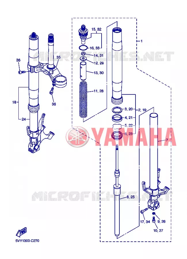 FRONT FORK Yamaha MOTO 1000 2004 R1  YZF-R1 YZF-R1S R1