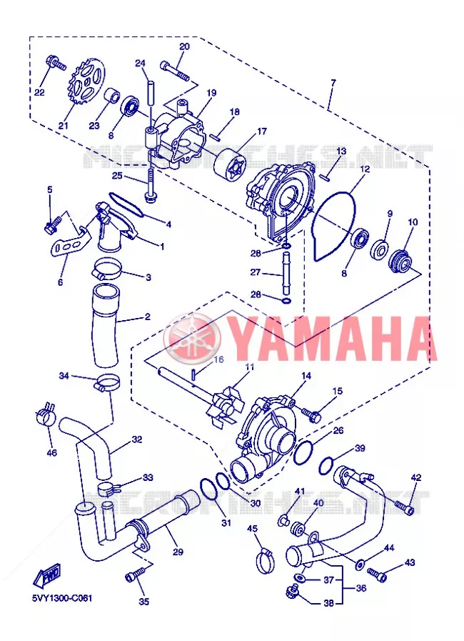 WATERPUMP / HOSES Yamaha MOTO 1000 2004 R1  YZF-R1 YZF-R1S R1