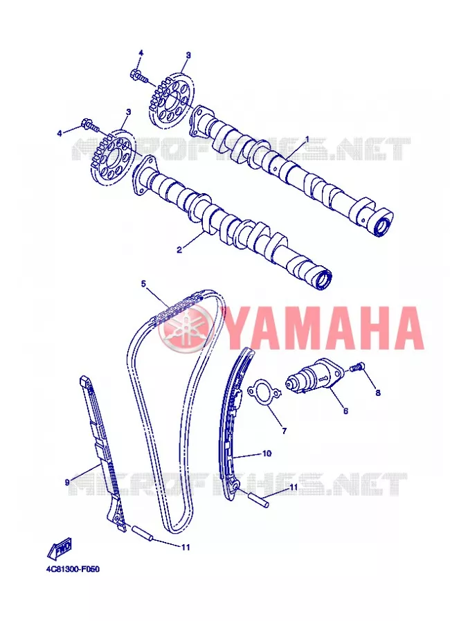 CAMSHAFT / TIMING CHAIN Yamaha MOTO 1000 2008 R1  YZF-R1 R1