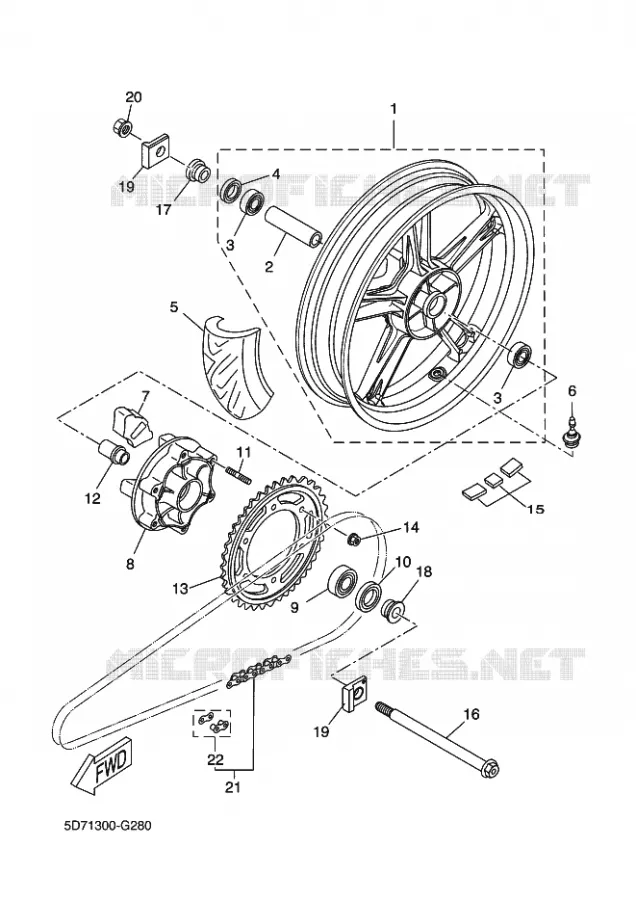REAR WHEEL Yamaha MOTO 125 2009 R125  YZF-R125