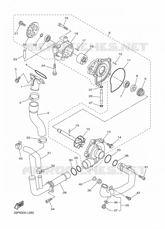 WATERPUMP / HOSES Yamaha MOTO 800 2013 FAZER ABS  FZ8-SA