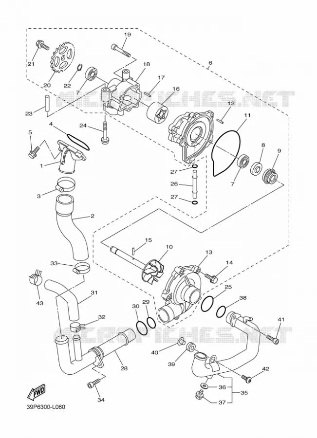 WATERPUMP / HOSES Yamaha MOTO 800 2013 FAZER ABS  FZ8-SA
