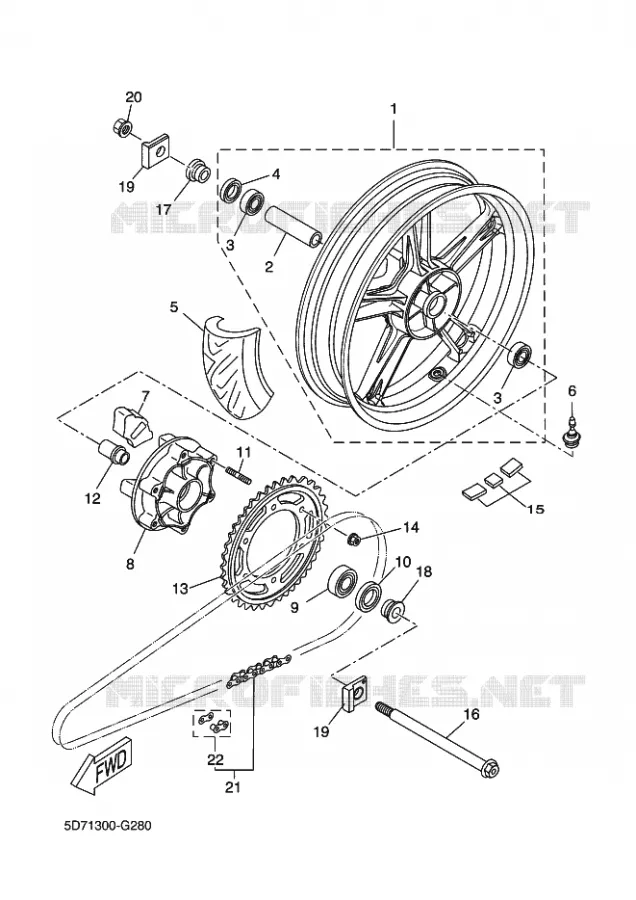 REAR WHEEL Yamaha MOTO 125 2011 R125  YZF-R125