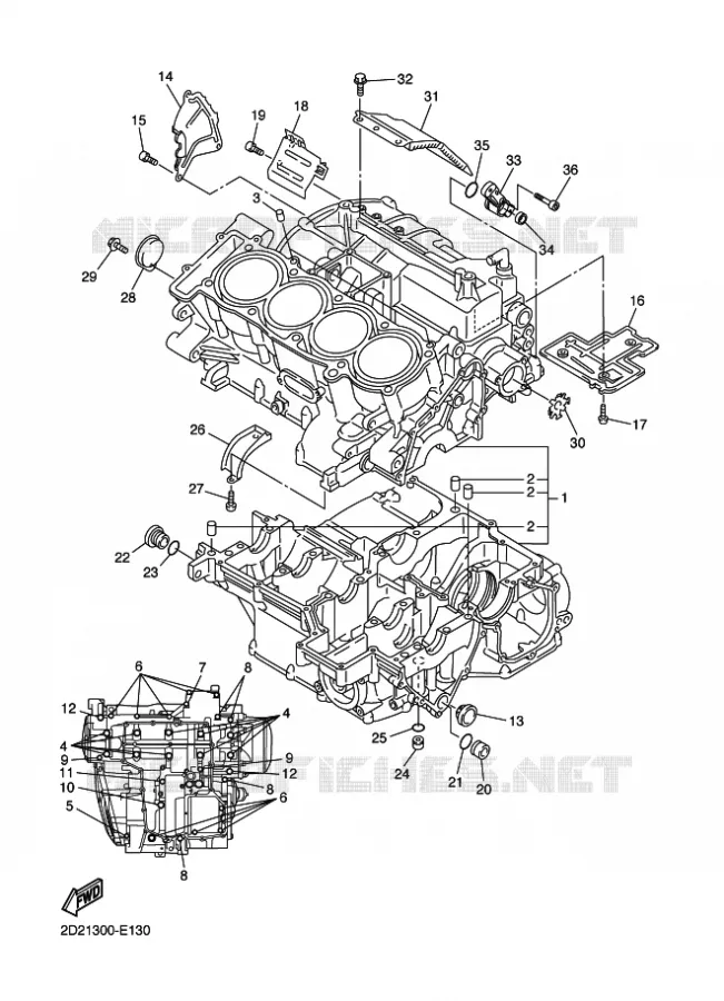 CRANKCASE Yamaha MOTO 1300 2009 FJR AS ABS  FJR1300AS