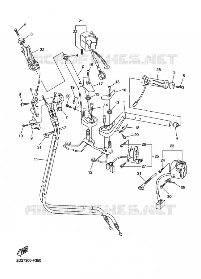 HANDLEBAR & CABLES Yamaha MOTO 1300 2009 FJR AS ABS  FJR1300AS