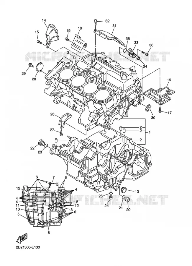 CRANKCASE Yamaha MOTO 1300 2009 FJR AS ABS  FJR1300AS