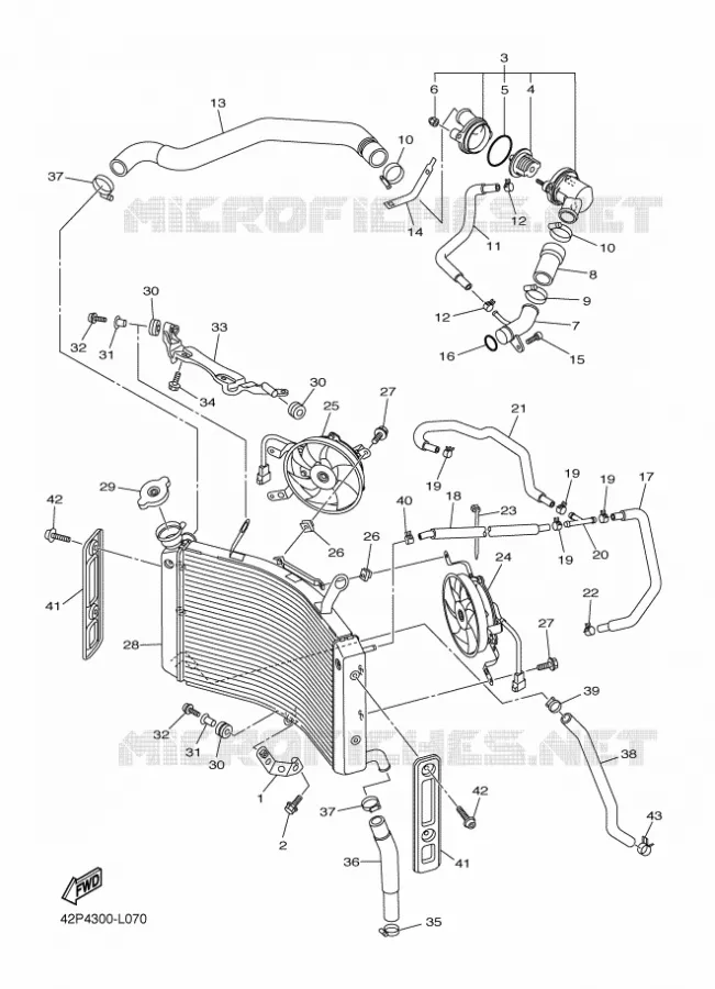 RADIATOR / HOSES Yamaha MOTO 800 2013 FAZER ABS  FZ8-SA