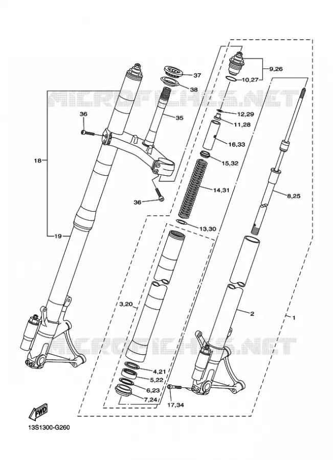 FRONT FORK Yamaha MOTO 600 2013 R6  YZF-R6