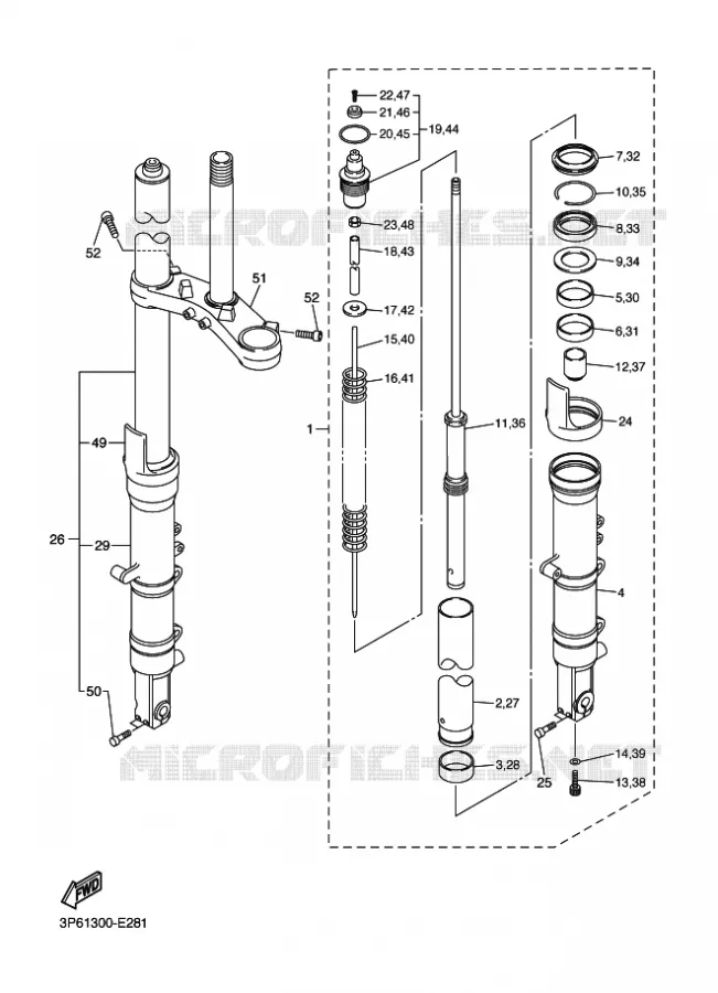FRONT FORK Yamaha MOTO 1300 2009 FJR ABS  FJR1300A