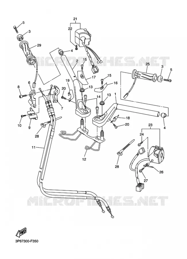 HANDLEBAR & CABLES Yamaha MOTO 1300 2009 FJR ABS  FJR1300A