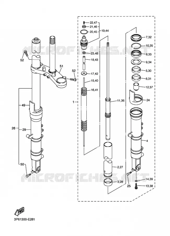 FRONT FORK Yamaha MOTO 1300 2009 FJR AS ABS  FJR1300AS