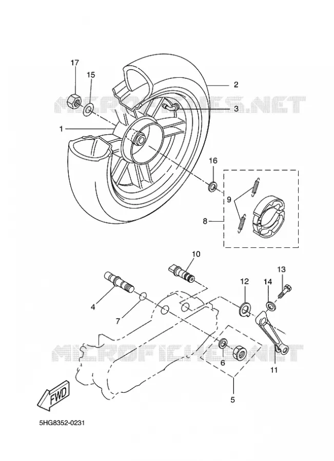 REAR WHEEL Yamaha SCOOTER 50 2009 ROCKET  CW50RSP POWER ROCKET