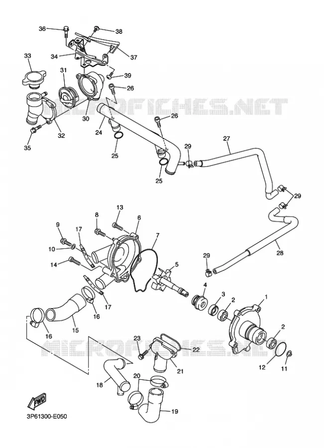 WATERPUMP / HOSES Yamaha MOTO 1300 2010 FJR AS  FJR1300AS