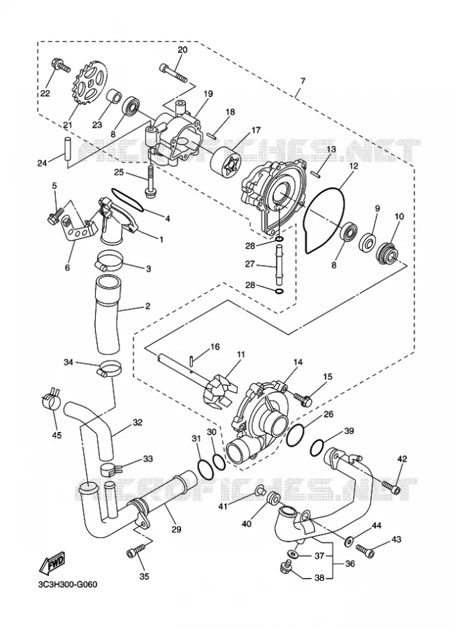 WATERPUMP / HOSES Yamaha MOTO 1000 2010 FZ1 ABS  FZ1-NA