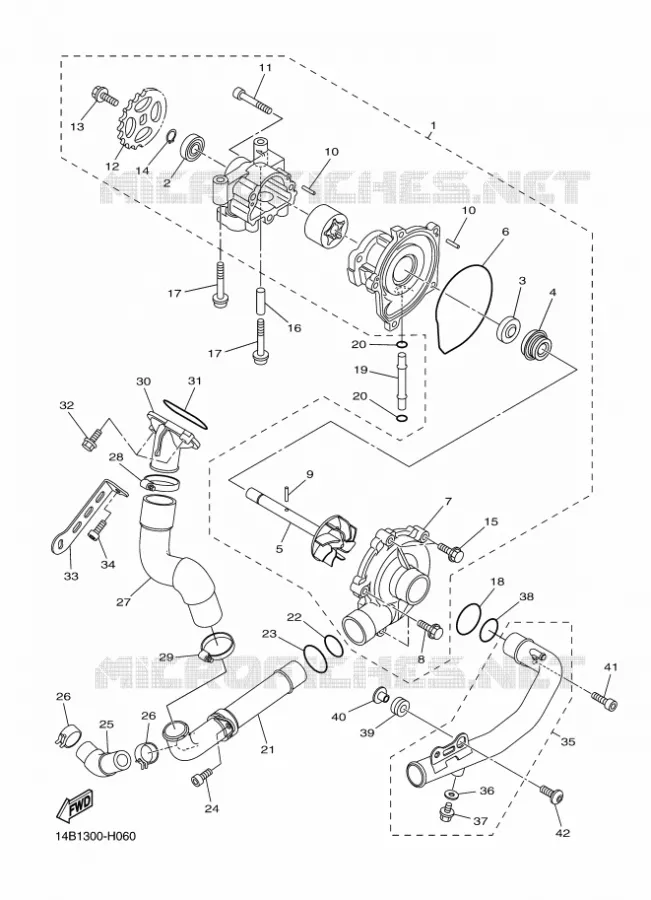 WATERPUMP / HOSES Yamaha MOTO 1000 2010 R1  YZF-R1