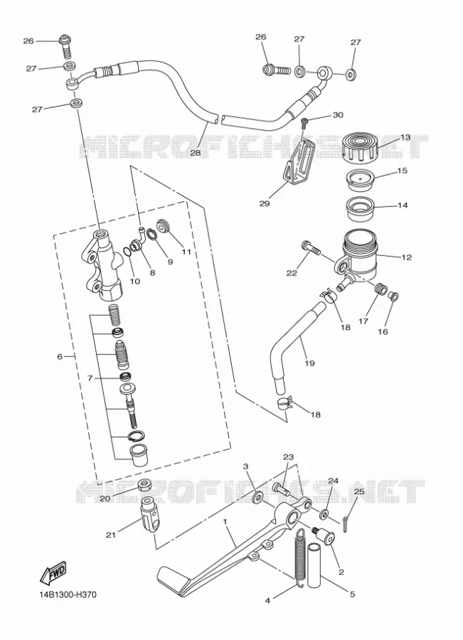 REAR BRAKE MASTER CYLINDER Yamaha MOTO 1000 2010 R1  YZF-R1