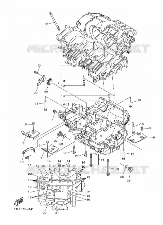 CRANKCASE Yamaha MOTO 1000 2010 R1  YZF-R1