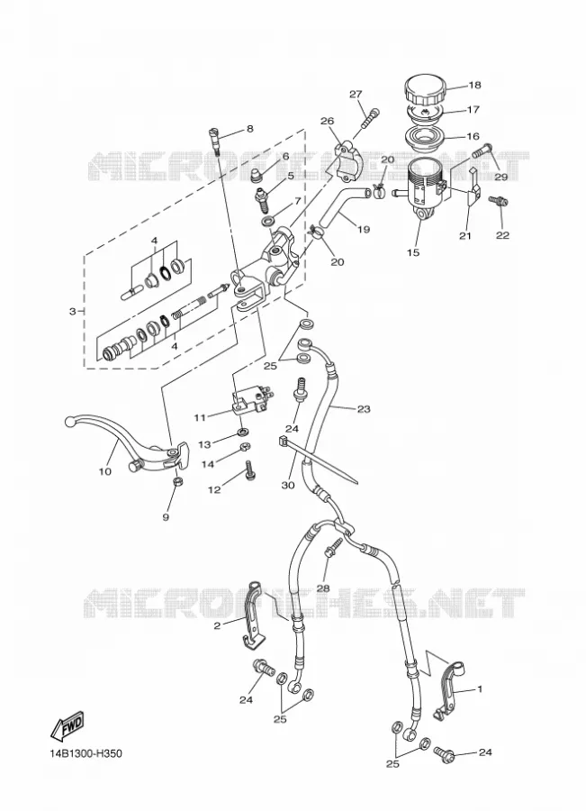 FRONT BRAKE MASTER CYLINDER Yamaha MOTO 1000 2010 R1  YZF-R1
