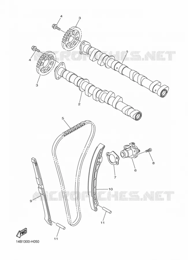 CAMSHAFT / TIMING CHAIN Yamaha MOTO 1000 2010 R1  YZF-R1