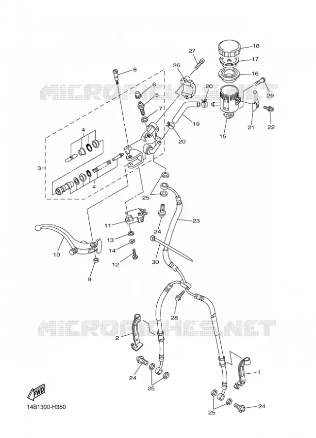 FRONT BRAKE MASTER CYLINDER Yamaha MOTO 1000 2010 R1  YZF-R1 R1