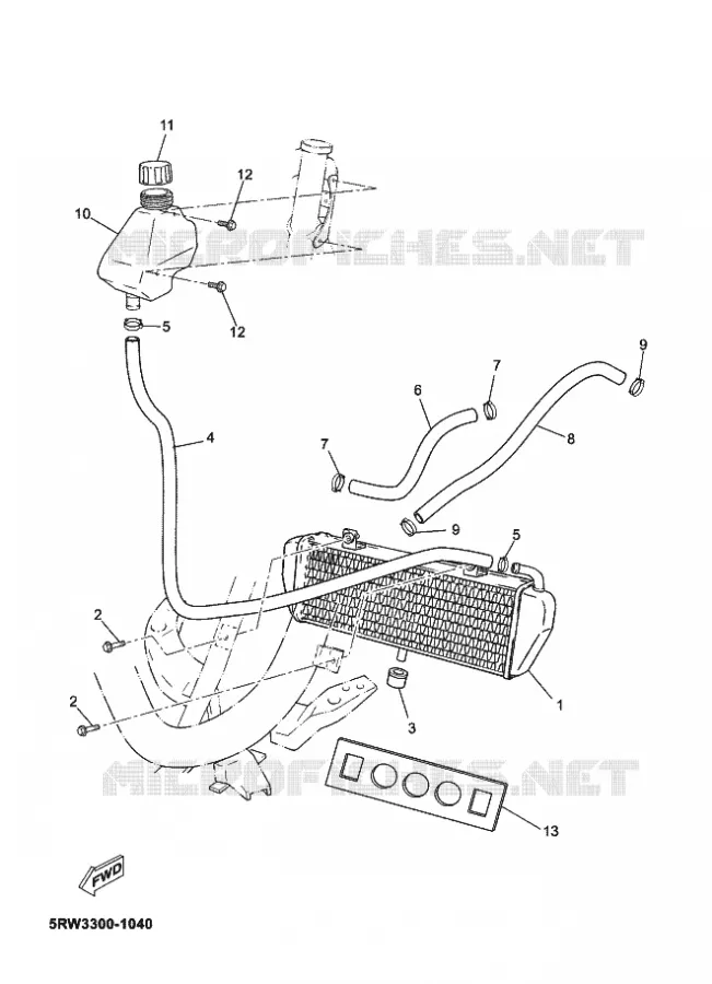 RADIATOR / HOSES Yamaha SCOOTER 50 2011 MACH  CS50Z MACH G LIQUIDE