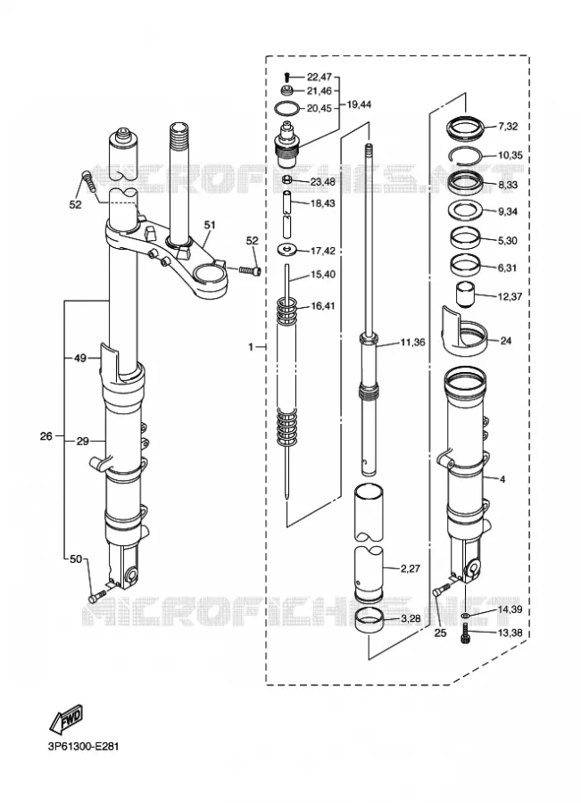 FRONT FORK Yamaha MOTO 1300 2011 FJR AS ABS  FJR1300AS