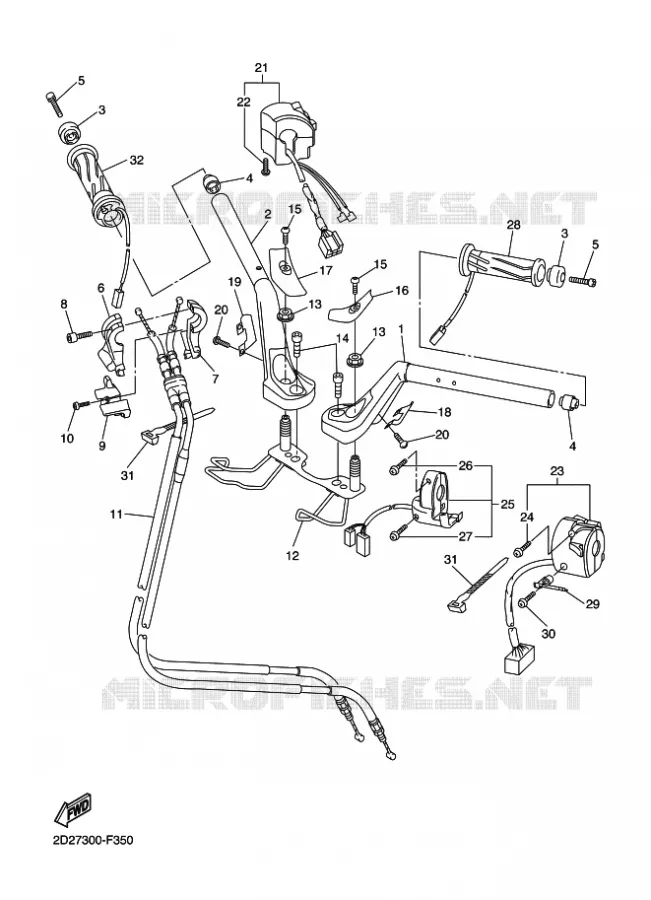 HANDLEBAR & CABLES Yamaha MOTO 1300 2011 FJR AS ABS  FJR1300AS
