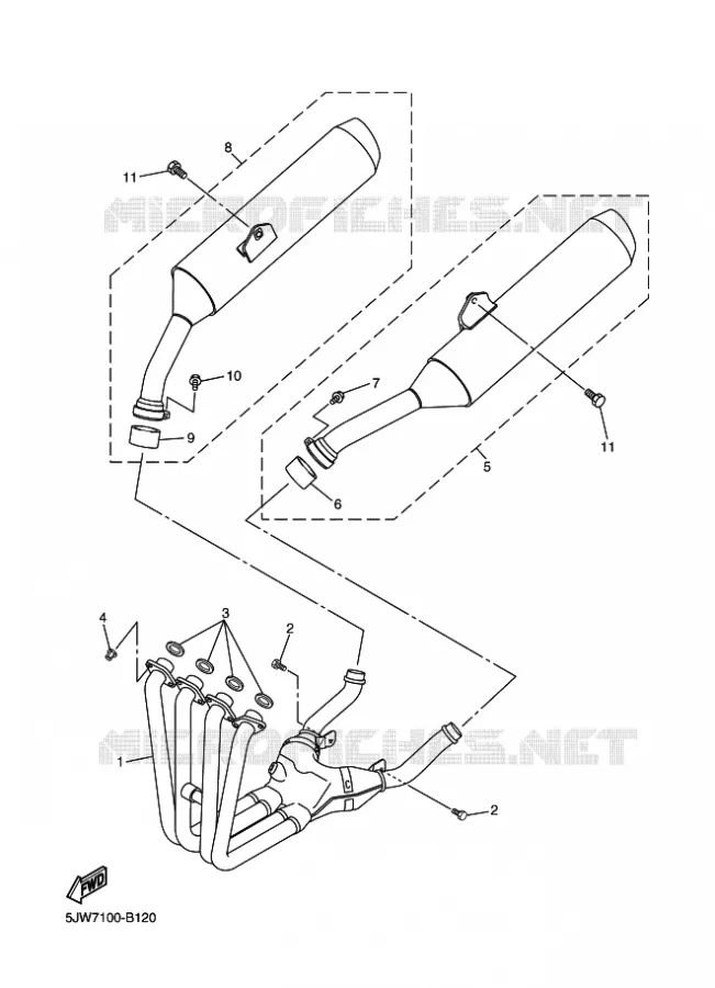 EXHAUST Yamaha MOTO 1300 2011 FJR AS ABS  FJR1300AS